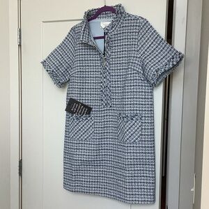 Tuckernuck Blue and White Tweed Short-Sleeve Shift Dress